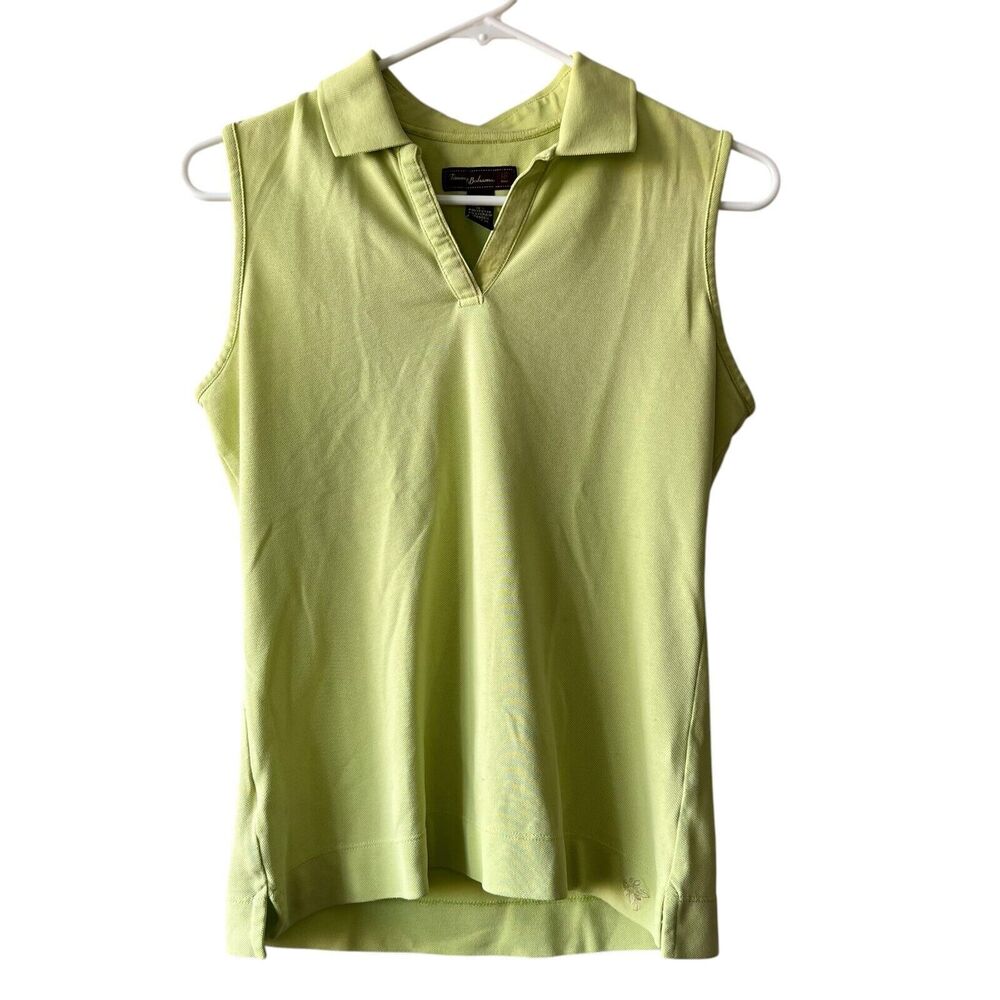 TOMMY BAHAMA GOLF Womens Green Mint Sleeveless Zip Shirt Polo Size Small Stretch